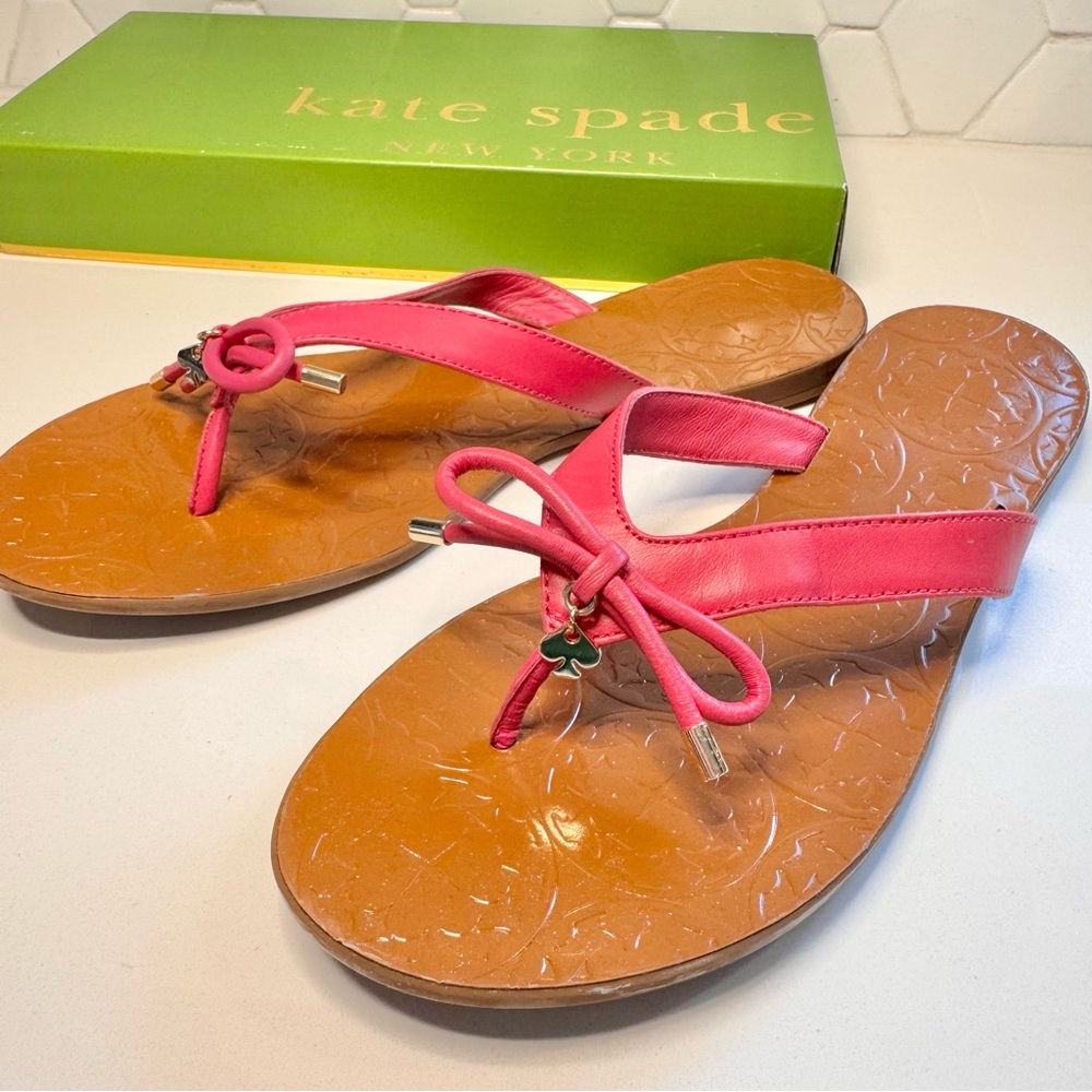 Kate Spade Bright Pink Thong Sandals with Bow